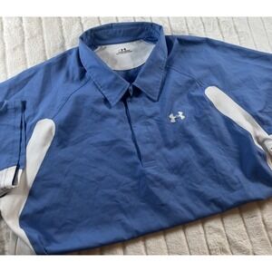Under Armour Shirt Mens XL Blue White Vented Heatgear Basketball Golf‎ Football